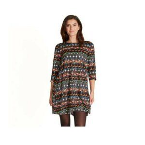 💰3/$25 NWT Dress Works Women's Christmas Swing Dress Fairisle Print S